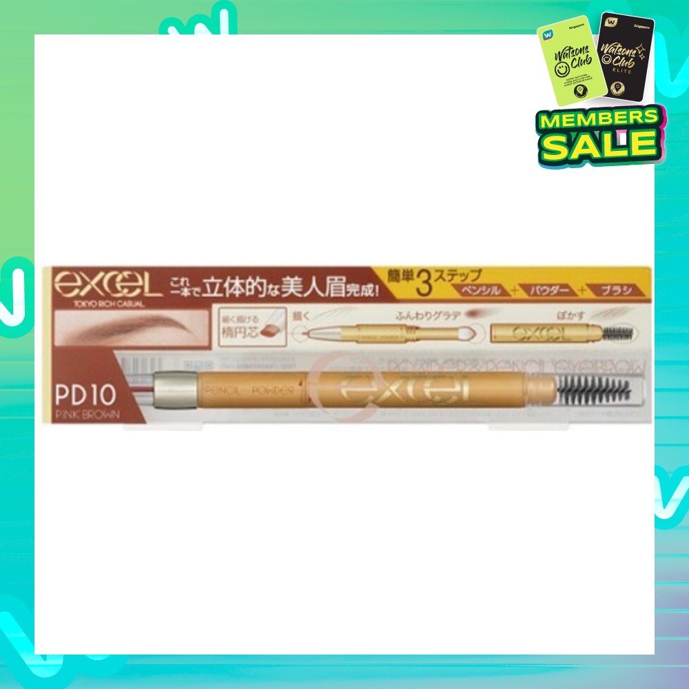 EXCEL Powder & Pencil Eyebrow EX PD 10 Pink Brown 13g (Expiry: Dec`2025)