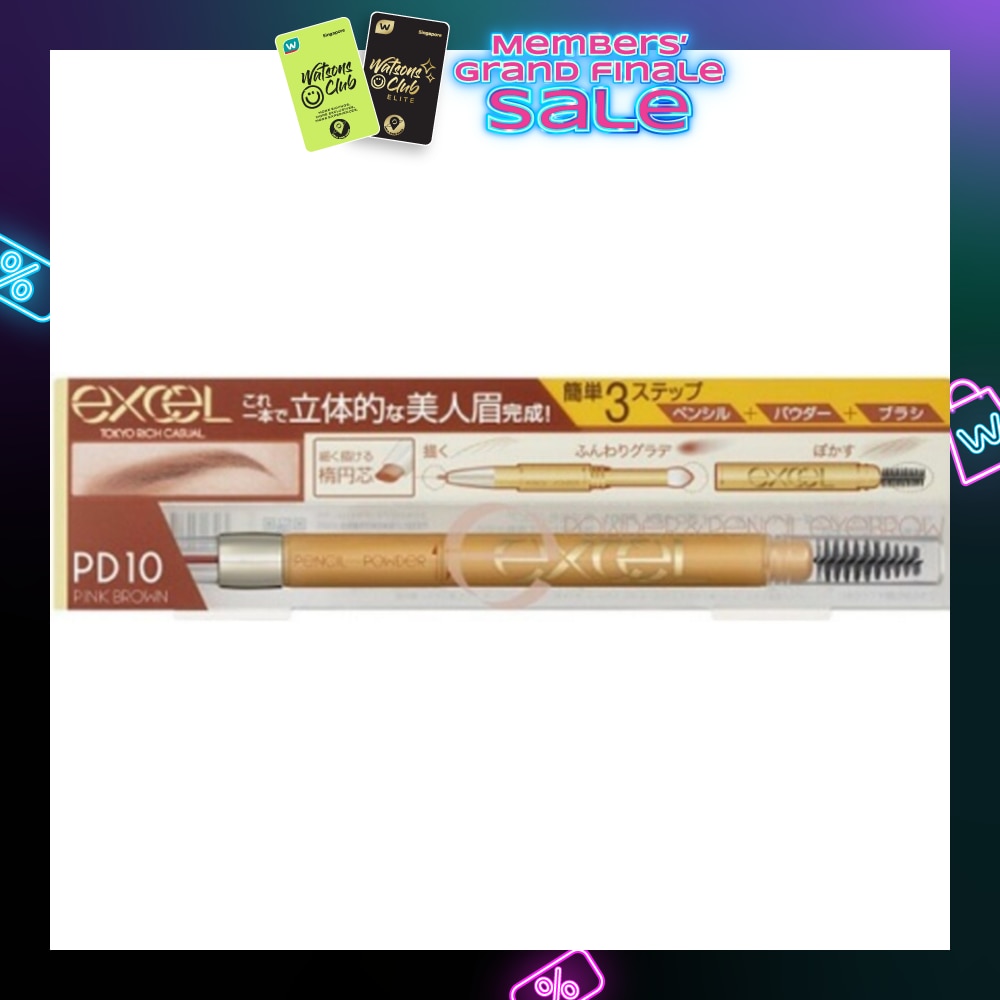 EXCEL Powder & Pencil Eyebrow EX PD 10 Pink Brown 13g (Expiry: Dec`2025)