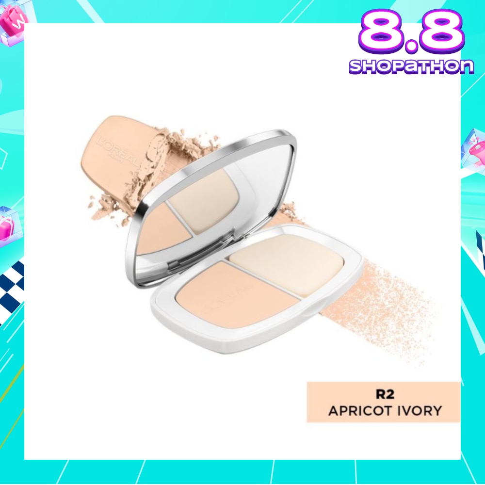 L'OREAL PARIS MAKEUP True Match Two-Way Cake Powder Foundation R2 Apricot Ivory 9g