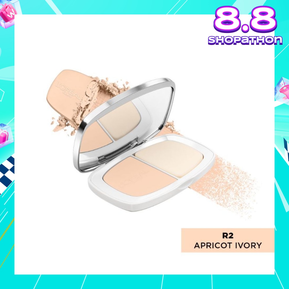 L'OREAL PARIS MAKEUP True Match Two-Way Cake Powder Foundation R2 Apricot Ivory 9g