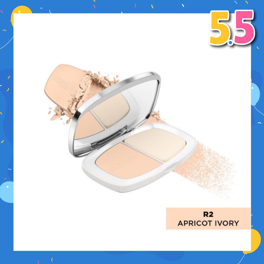 L'OREAL PARIS MAKEUP True Match Two-Way Cake Powder Foundation R2 Apricot Ivory 9g