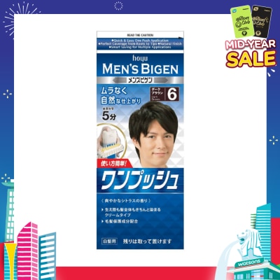 BIGEN MEN'S Hoyu Cream Color 6 Dark Brown 1 Piece