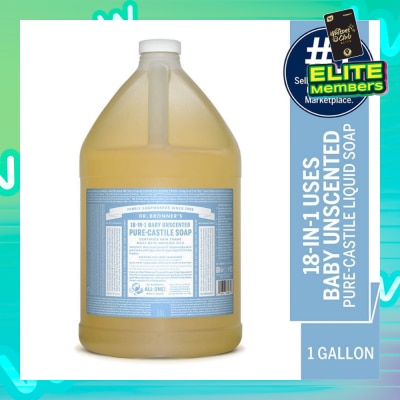 DR BRONNER'S Baby Unscented Pure Castile Liquid Soap 1 Gallon