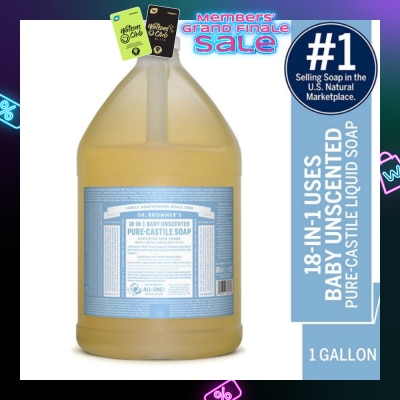 DR BRONNER'S Baby Unscented Pure Castile Liquid Soap 1 Gallon