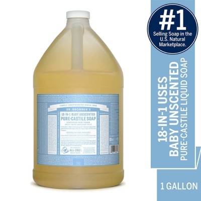 DR BRONNER'S Baby Unscented Pure Castile Liquid Soap 1 Gallon