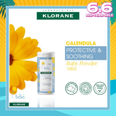 KLORANE Bebe Protective Baby Soothing Calendula Powder (To Soothes, Protects Baby Skin With Self Repairing Properties) 100g