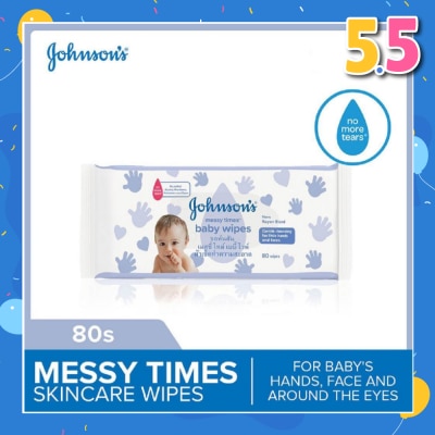 JOHNSON'S Baby Messy Times Gentle Cleansing Baby Wipes (For Baby's Hands, Face & Around The Eyes) 80s