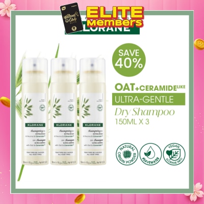 KLORANE Ultra-Gentle Dry Shampoo with Oat & Ceramide Trio Kit 150ml x 3s