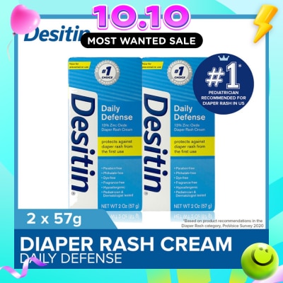 DESITIN Daily Defense Diaper Rash Protection Cream Instantly Soothe Diaper Rash Discomfort Twin Packset 57g x 2s image