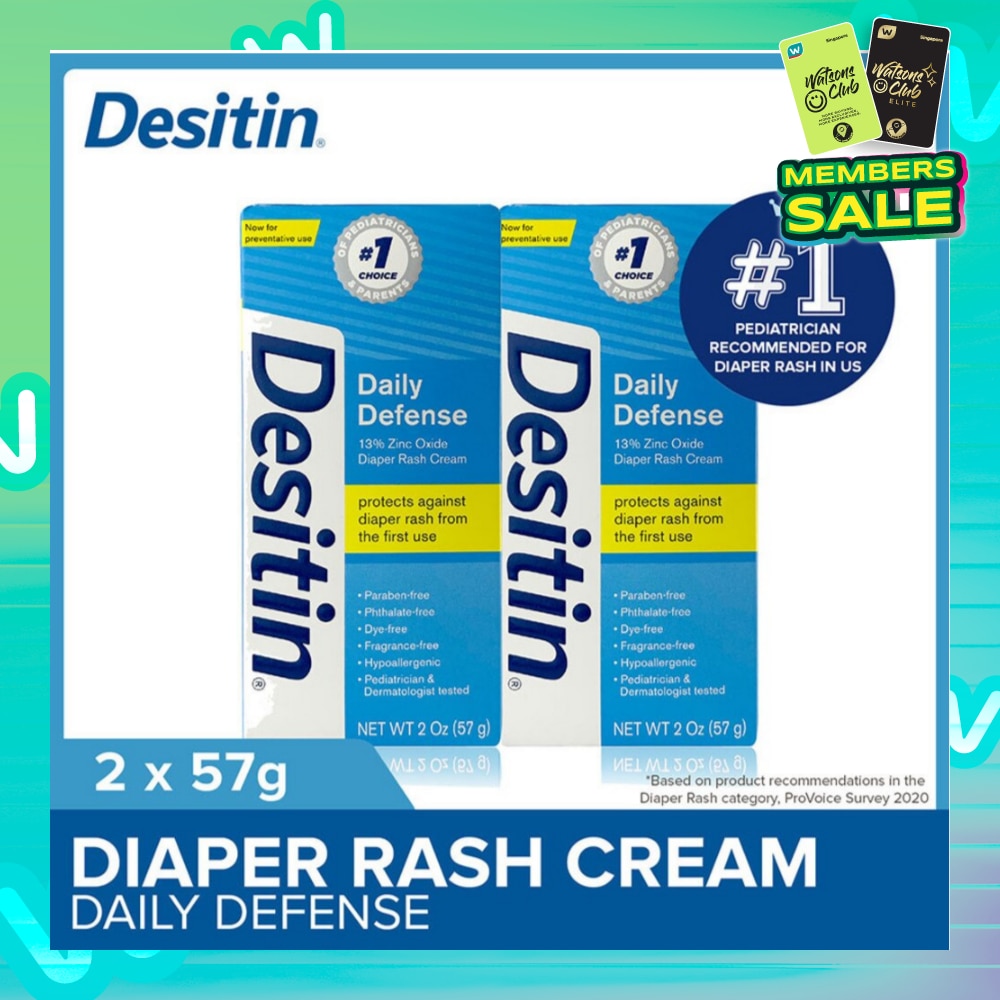 Daily Defense Diaper Rash Protection Cream Instantly Soothe Diaper Rash Discomfort Twin Packset 57g x 2s
