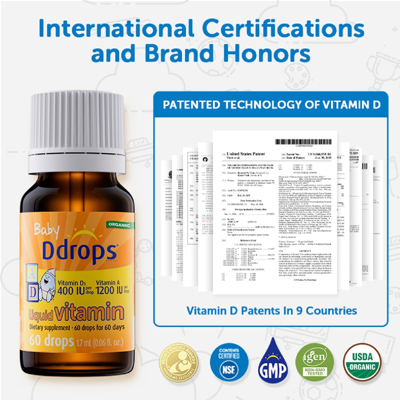 Organic Baby Liquid Vitamin A 1200 IU & D3 400 IU 60 Drops 1.7 ml
