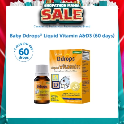 DDROPS - Organic Baby Liquid Vitamin A 1200 IU & D3 400 IU 60 Drops 1.7 ml