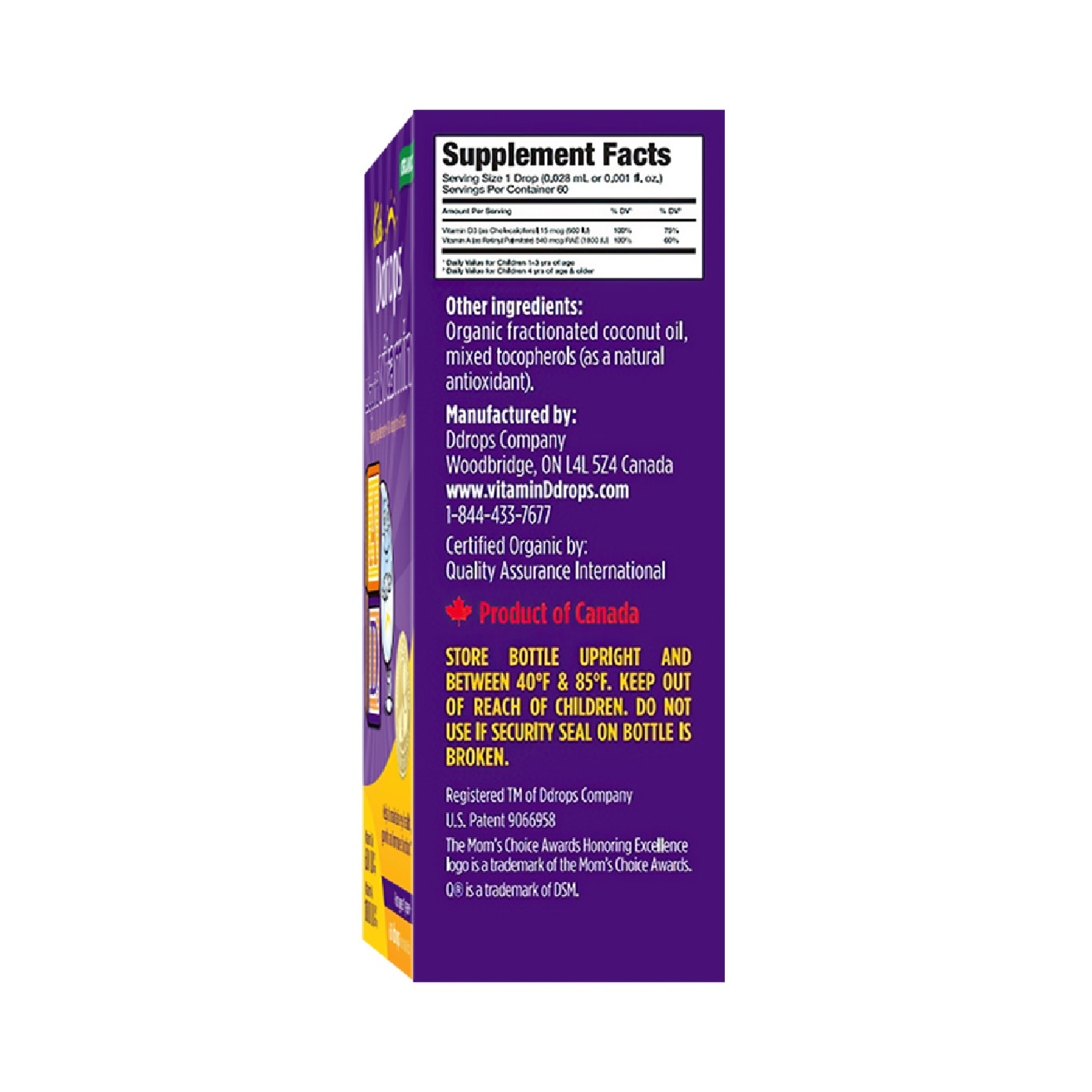 Organic Kids Liquid Vitamin A 1800 IU & D3 600 IU 60 Drops 1.7 ml