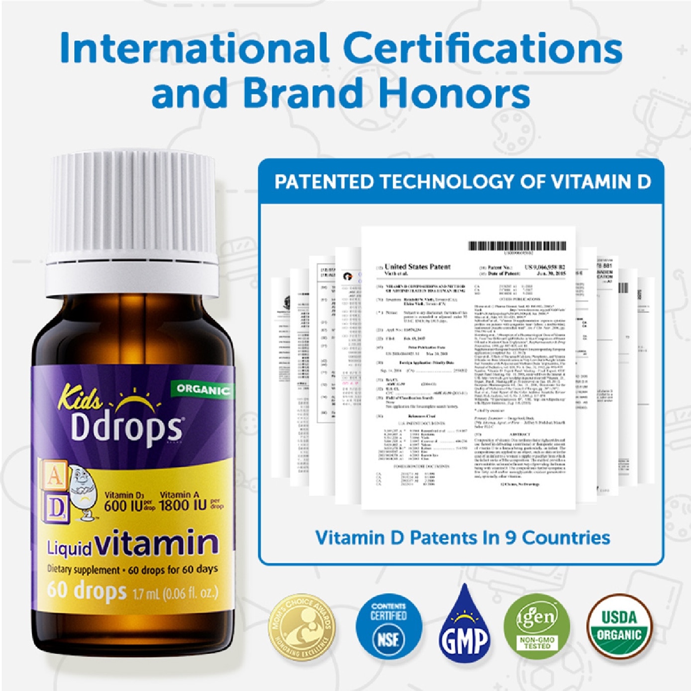 Organic Kids Liquid Vitamin A 1800 IU & D3 600 IU 60 Drops 1.7 ml