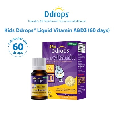 DDROPS - Organic Kids Liquid Vitamin A 1800 IU & D3 600 IU 60 Drops 1.7 ml