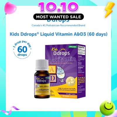 DDROPS Organic Kids Liquid Vitamin A 1800 IU & D3 600 IU 60 Drops 1.7 ml image