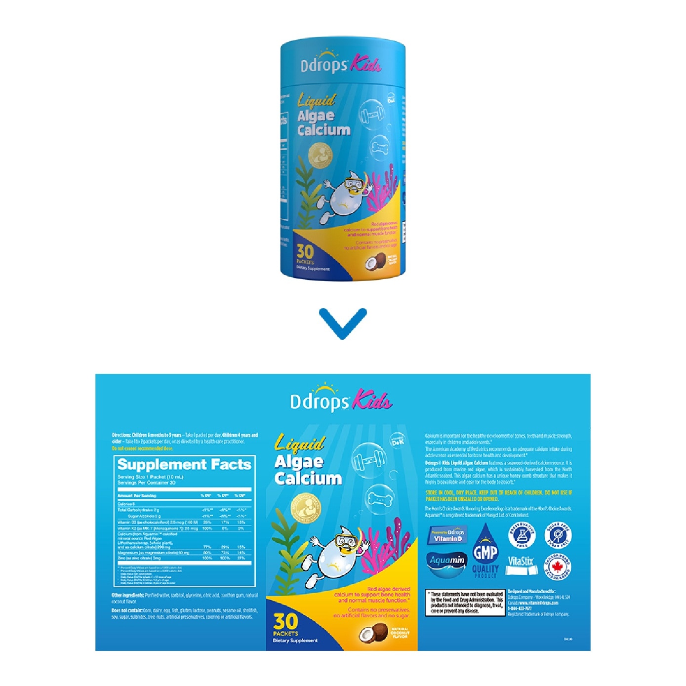 Kids Liquid Algae Calcium Supplement Sachet 30s