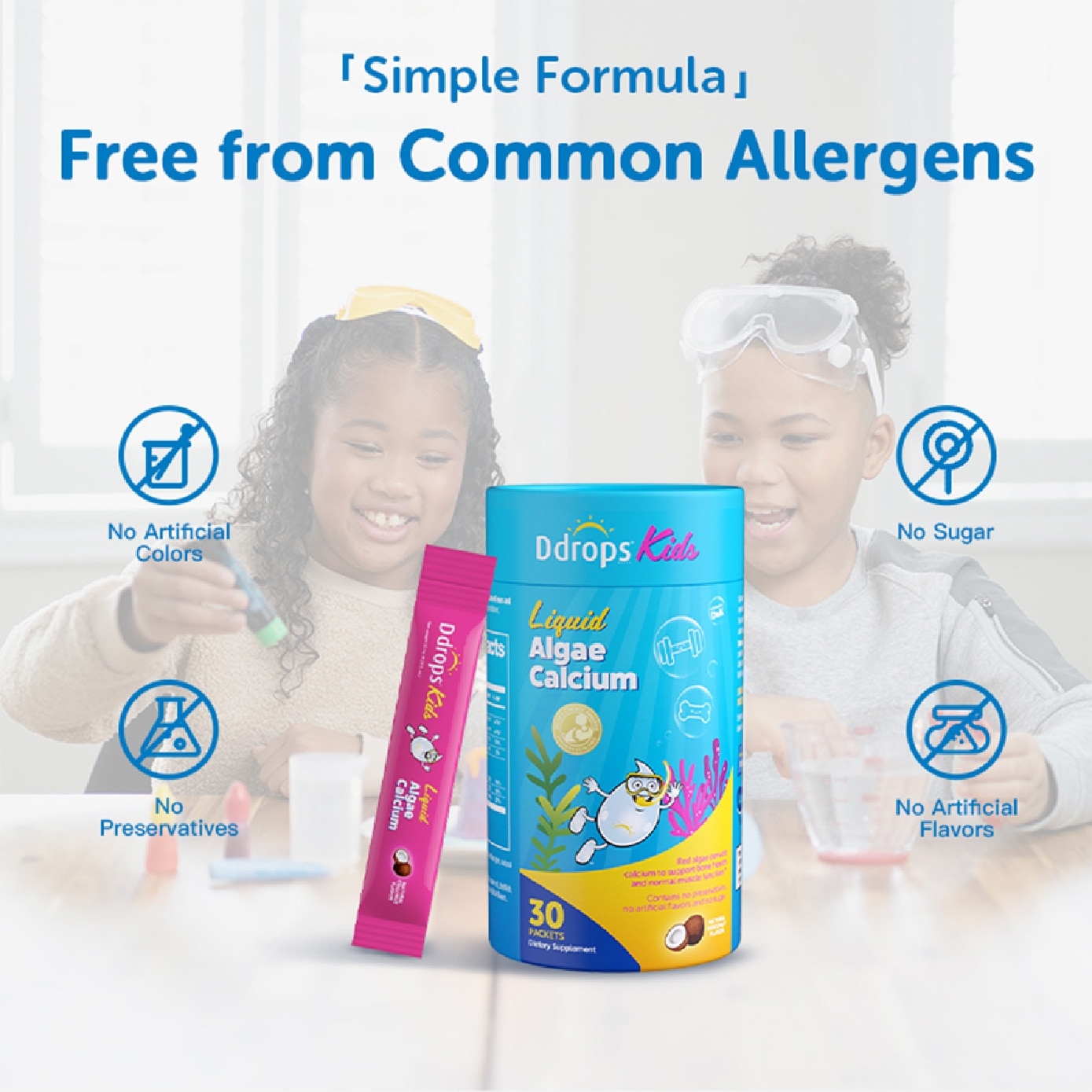 Kids Liquid Algae Calcium Supplement Sachet 30s