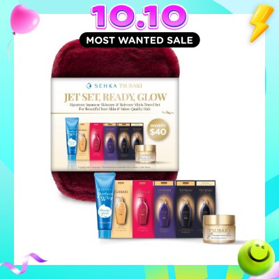 SENKA X TSUBAKI Jet Set, Ready, Glow Signature Japanese Skincare & Haircare Minis Travel Set 1s (Expiry: May`2027) image