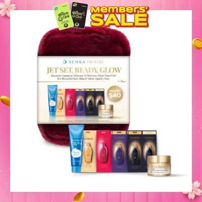 SENKA X TSUBAKI Jet Set, Ready, Glow Signature Japanese Skincare & Haircare Minis Travel Set 1s
