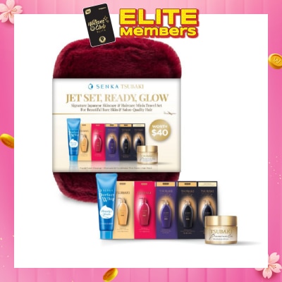 SENKA X TSUBAKI Jet Set, Ready, Glow Signature Japanese Skincare & Haircare Minis Travel Set 1s