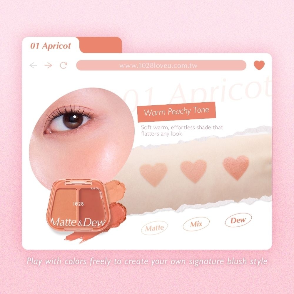 Matte & Dew Soft Duo Blush 01 Apricot 5g