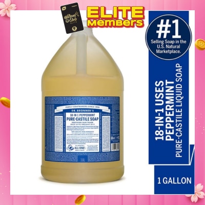 DR BRONNER'S Peppermint Pure Castile Liquid Soap 1 Gallon