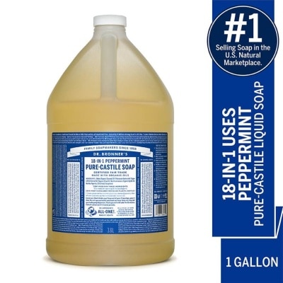 DR BRONNER'S Peppermint Pure Castile Liquid Soap 1 Gallon