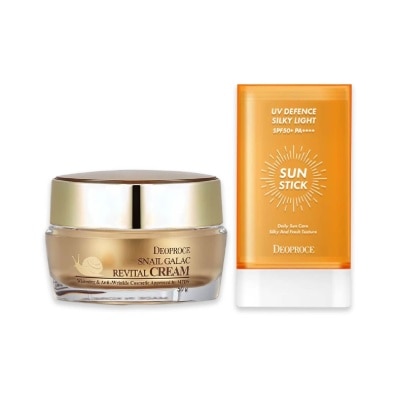 DEOPROCE Snail Galac Revital Cream + UV Defence Sun Stick Bundle Set 1s