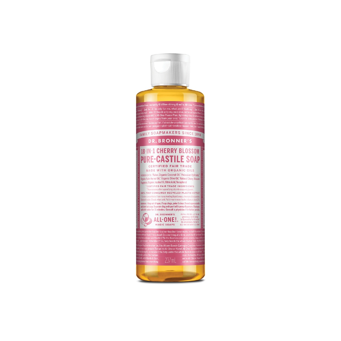 18-In-1 Cherry Blossom Pure-Castile Organic Liquid Soap 237ml