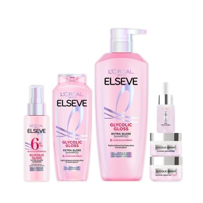 LOREAL PARIS DERMO EXPERTISE - Glycolic Bright & Gloss Hair + Skincare Bundle Set 1s