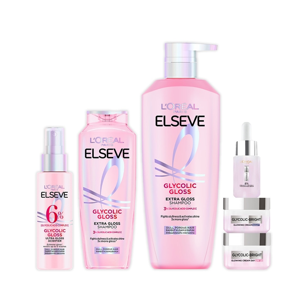 Glycolic Bright & Gloss Hair + Skincare Bundle Set 1s