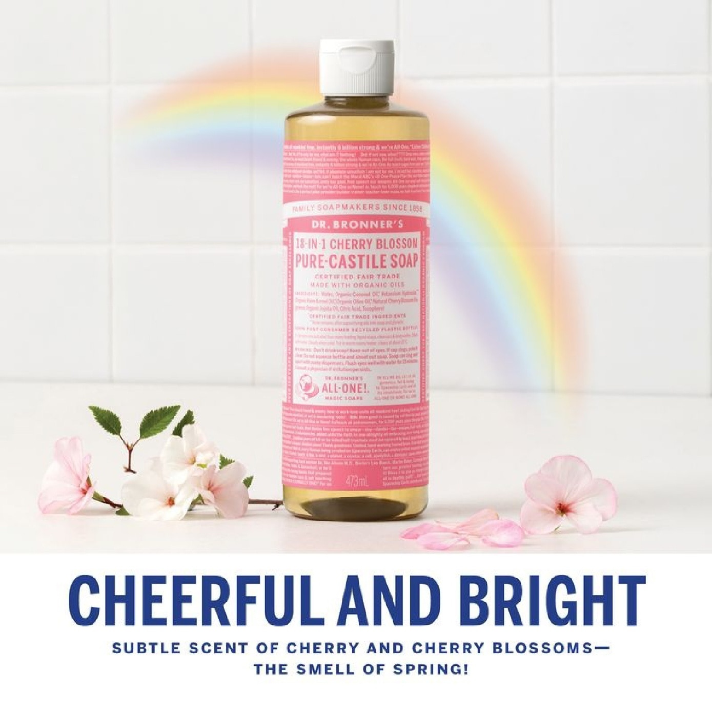 18-In-1 Cherry Blossom Pure-Castile Organic Liquid Soap 473ml