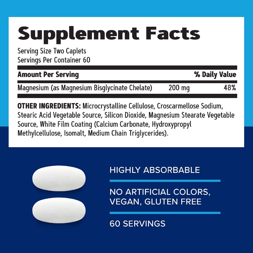 GNC Magnesium Glycinate 200mg Caplet 120s