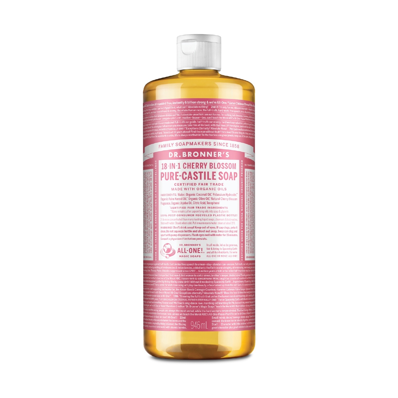 18-In-1 Cherry Blossom Pure-Castile Organic Liquid Soap 946ml