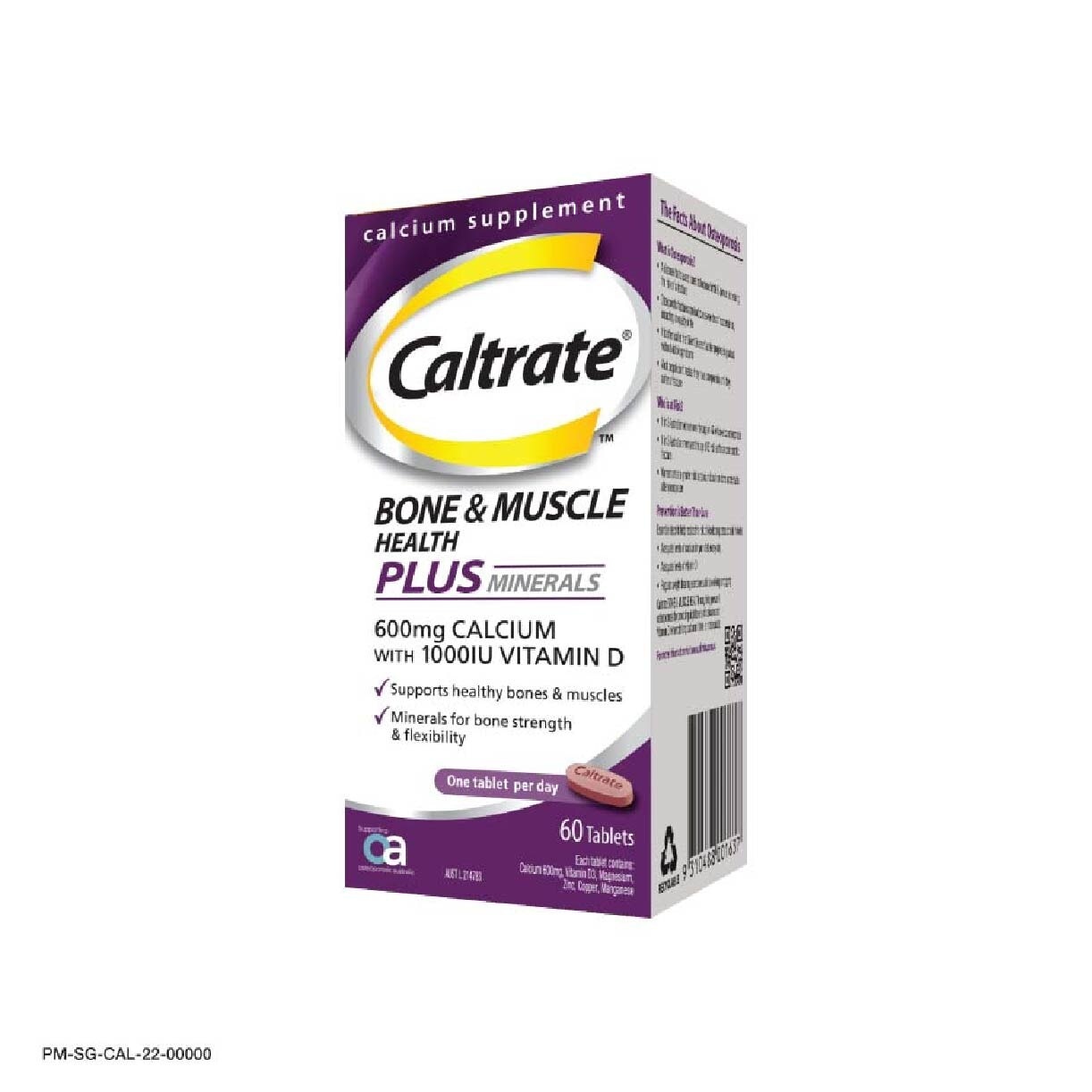 Caltrate Bone & Muscle Health Plus Triple Action Calcium + 1000IU Vitamin D + Minerals Supplement Tablet 60s