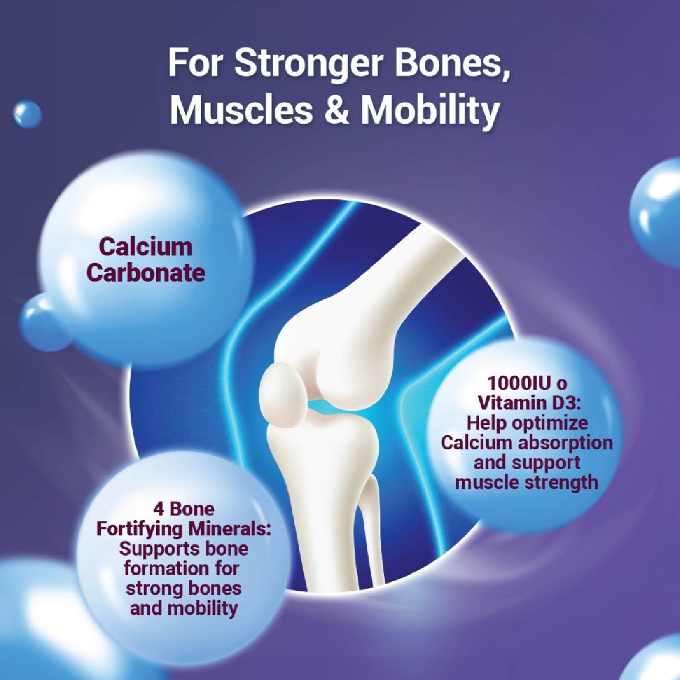 Bone & Muscle Health Plus Triple Action Calcium + 1000IU Vitamin D + Minerals Supplement Tablet 60s