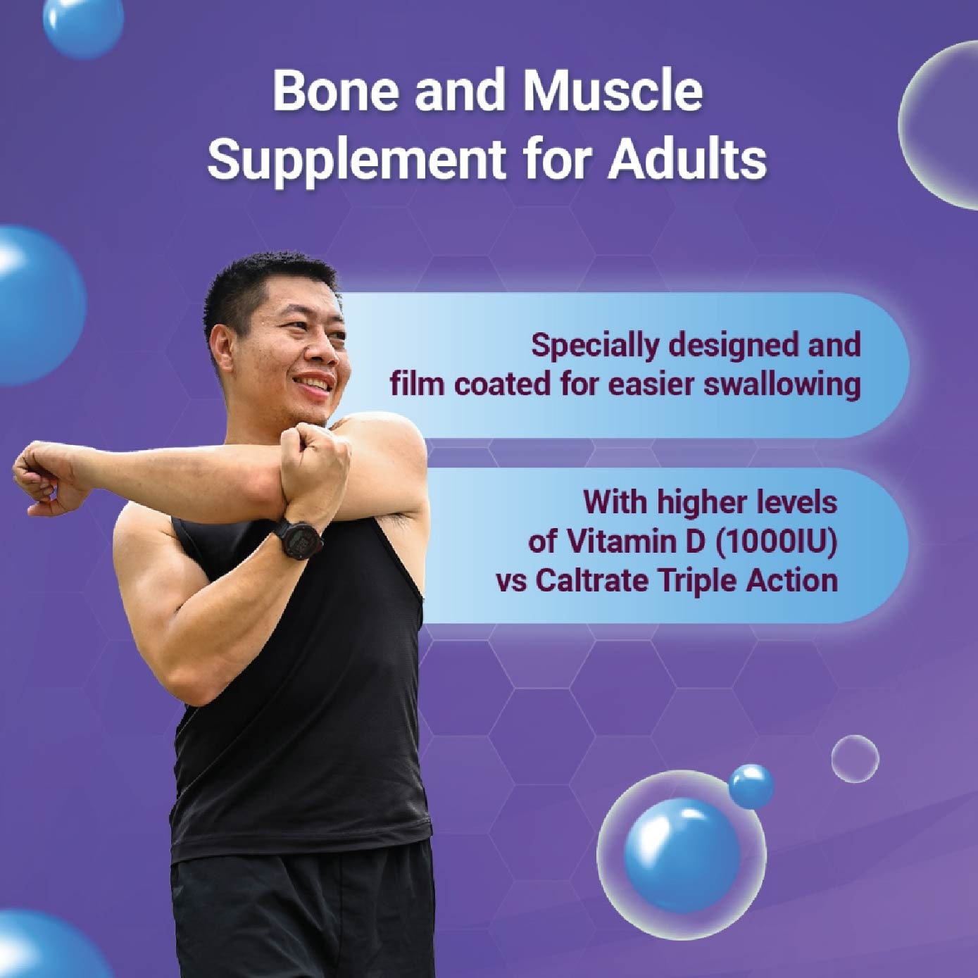 Bone & Muscle Health Plus Triple Action Calcium + 1000IU Vitamin D + Minerals Supplement Tablet 60s