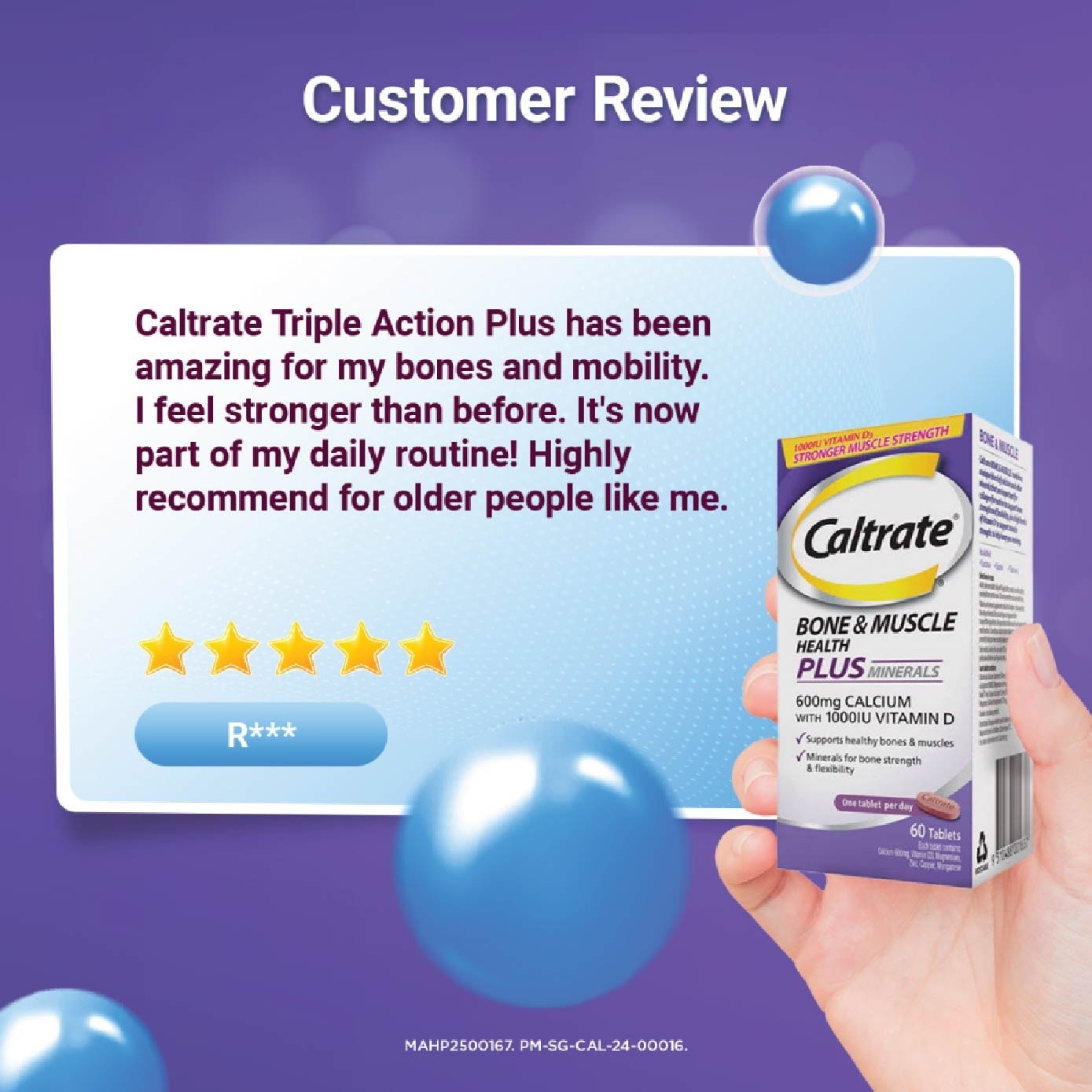 Bone & Muscle Health Plus Triple Action Calcium + 1000IU Vitamin D + Minerals Supplement Tablet 60s