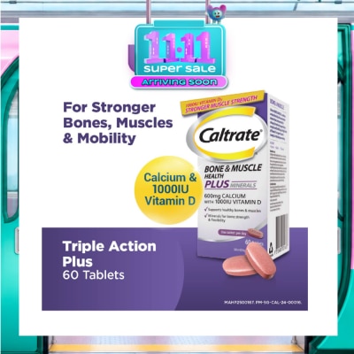 CALTRATE Bone & Muscle Health Plus Triple Action Calcium + 1000IU Vitamin D + Minerals Supplement Tablet 60s image