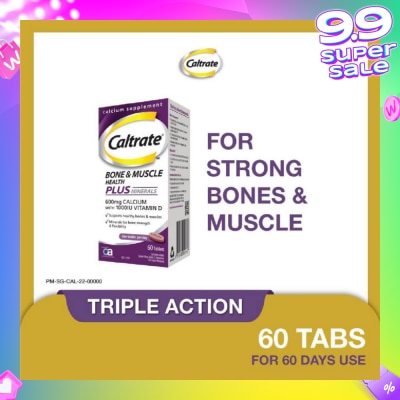 CALTRATE Bone & Muscle Health Plus Triple Action Calcium + 1000IU Vitamin D + Minerals Supplement Tablet 60s