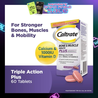 CALTRATE Bone & Muscle Health Plus Triple Action Calcium + 1000IU Vitamin D + Minerals Supplement Tablet 60s