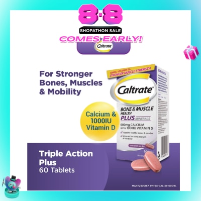 CALTRATE - Bone & Muscle Health Plus Triple Action Calcium + 1000IU Vitamin D + Minerals Supplement Tablet 60s