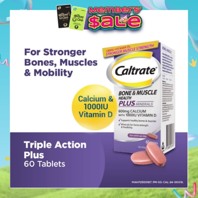 CALTRATE - Bone & Muscle Health Plus Triple Action Calcium + 1000IU Vitamin D + Minerals Supplement Tablet 60s