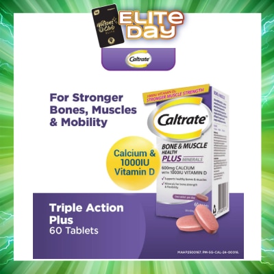 CALTRATE - Bone & Muscle Health Plus Triple Action Calcium + 1000IU Vitamin D + Minerals Supplement Tablet 60s