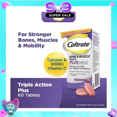 CALTRATE - Bone & Muscle Health Plus Triple Action Calcium + 1000IU Vitamin D + Minerals Supplement Tablet 60s image
