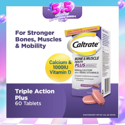 CALTRATE - Bone & Muscle Health Plus Triple Action Calcium + 1000IU Vitamin D + Minerals Supplement Tablet 60s