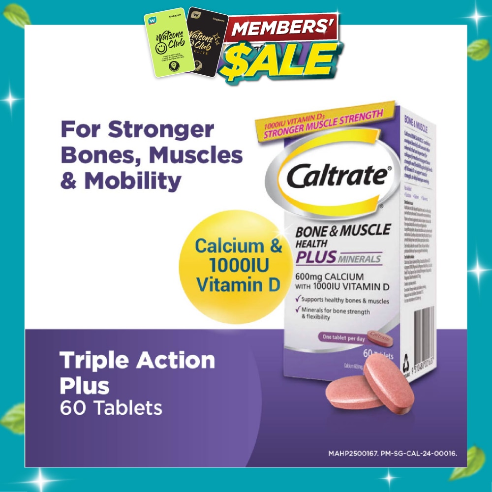 Bone & Muscle Health Plus Triple Action Calcium + 1000IU Vitamin D + Minerals Supplement Tablet 60s image
