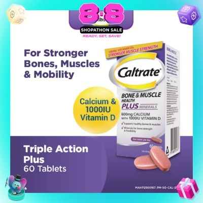 CALTRATE - Bone & Muscle Health Plus Triple Action Calcium + 1000IU Vitamin D + Minerals Supplement Tablet 60s