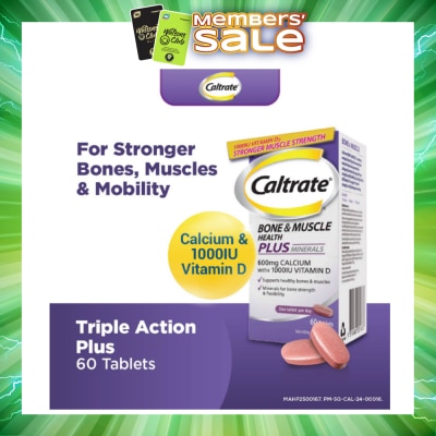 CALTRATE - Bone & Muscle Health Plus Triple Action Calcium + 1000IU Vitamin D + Minerals Supplement Tablet 60s